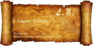 Linges Miksa névjegykártya